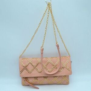 Studded Fold-over Chained Crossbody Bag